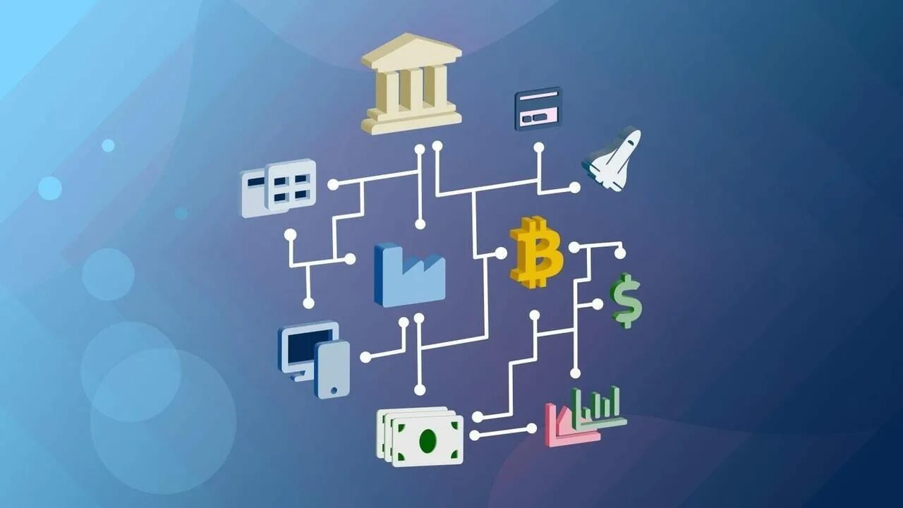 Visualización esquemática de redes blockchain interconectadas